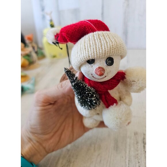 Dept 56 snowman Billy buttons tree hat ornament Xmas decor knit scarf - Picture 8 of 9